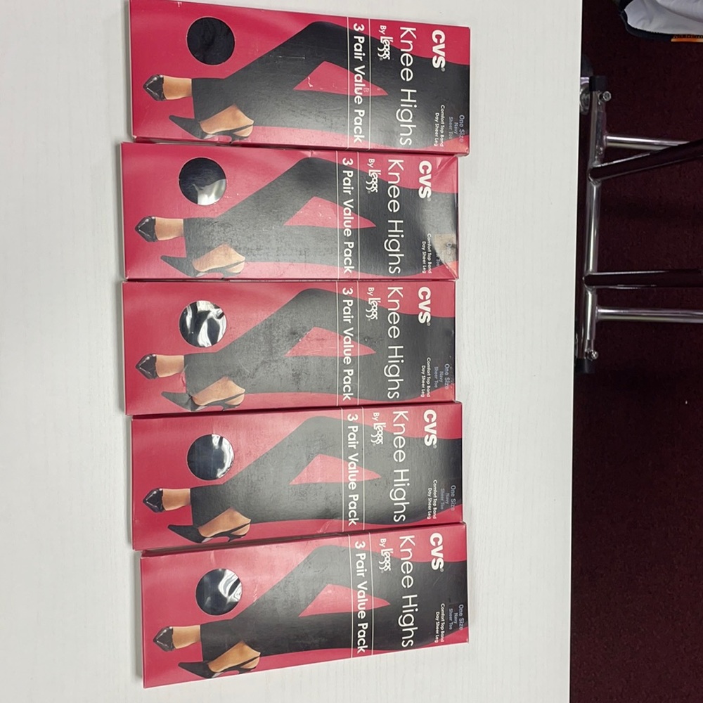 CVS knee highs 5 boxes 3 in each box 15 total
